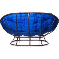 Диван M-GROUP МАМАСАН без ротанга коричневое, синяя подушка 12100210