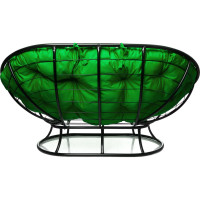 Диван M-GROUP МАМАСАН без ротанга чёрное, зелёная подушка 12100404