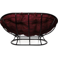 Диван M-GROUP МАМАСАН без ротанга чёрное, бордовая подушка 12100402