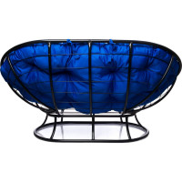 Диван M-GROUP МАМАСАН без ротанга чёрное, синяя подушка 12100410