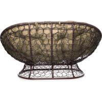 Диван M-GROUP МАМАСАН с ротангом коричневое, бежевая подушка 12110201