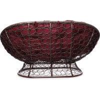 Диван M-GROUP МАМАСАН с ротангом коричневое, бордовая подушка 12110202