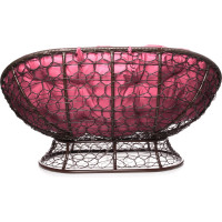 Диван M-GROUP МАМАСАН с ротангом коричневое, розовая подушка 12110208