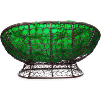 Диван M-GROUP МАМАСАН с ротангом коричневое, зелёная подушка 12110204