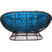 Диван M-GROUP МАМАСАН с ротангом коричневое, голубая подушка 12110203