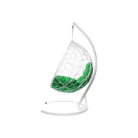 Подвесное кресло M-GROUP КАПЛЯ с ротангом белое, зелёная подушка 11020104