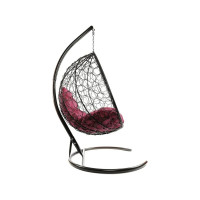 Подвесное кресло M-GROUP КАПЛЯ с ротангом коричневое, бордовая подушка 11020202