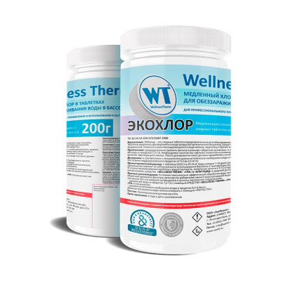 Wellness therm ЭКОХЛОР медленно растворимые хлорные таблетки 200г (1 кг) 877468