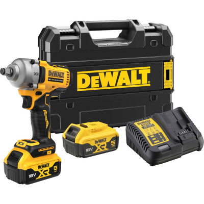Dewalt Аккумуляторный гайковерт DCF891P2T, 18 В, 1084 Нм, 3250 уд/мин, с 2 АКБ 5 Ач и ЗУ, в кейсе TSTAK () DCF891P2T-QW