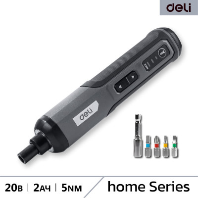 DELI Отвертка аккумуляторная DC160 (4В х 2Ач, 5Нм, 300об/мин, Type-C, набор бит 4 шт, коробка) 162800