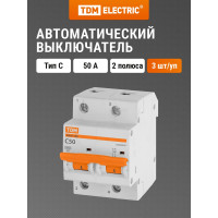 Автоматический выключатель TDM ELECTRIC ВА47-100 2Р 50А 10кА С SQ0207-0063