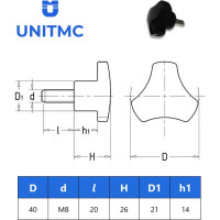 Трехгранная ручка UnitMC 100203 М8х20
