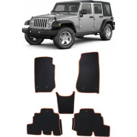Ковры в салон автомобиля Eva Smart jeep wrangler iii (jk) 5дв 2007 - 2018 эва сота серые c коричневой окантовкой 3103-B1A6-S