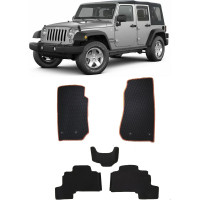 Ковры в салон автомобиля Eva Smart jeep wrangler iii (jk) 5дв 2007 - 2018 эва сота серые c коричневой окантовкой 3103-B1A6-S