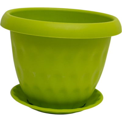 Горшок для растений Martika Розетта 0.9 л, диам. 140 мм, с поддоном, зеленый С125ЗЕЛ