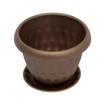 Горшок для растений Martika Розетта 0.9 л, диам. 140 мм, с поддоном, золотой С125ЗОЛ