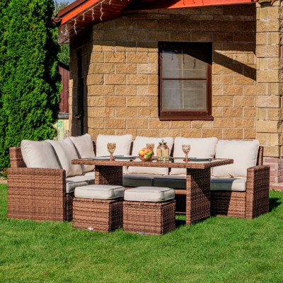 Обеденный комплект Royal Family с угловым диваном ZORRO, коричневый 999-61-21