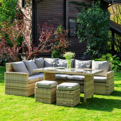 Обеденный комплект Royal Family ZORRO бежевый с угловым диваном 999-21-21