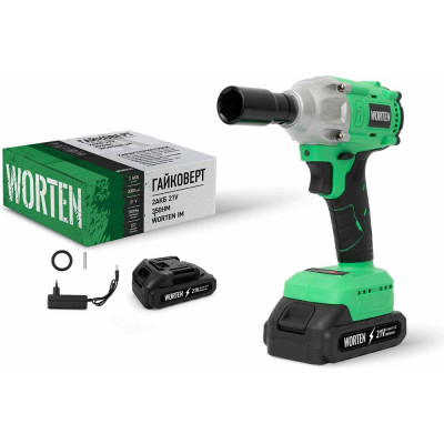 Аккумуляторный бесщеточный гайковерт, WORTEN 21В, 2х3.0 Ач, 350Hm КА-90000331