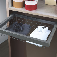 Выдвижная корзина крупная сетка Mebax 800-420 764х420х140, серый жемчуг 00-00001089