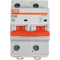Автоматический выключатель TDM ELECTRIC ВА47-100 2Р 50А 10кА С SQ0207-0063