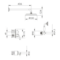 Встроенный настенный смеситель для ванны Rose R0235Q