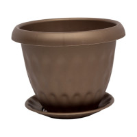 Горшок для растений Martika Розетта 0.9 л, диам. 140 мм, с поддоном, золотой С125ЗОЛ