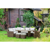 Обеденный комплект Royal Family ZORRO PLUS коричневый с угловым диваном 999-99-61-21