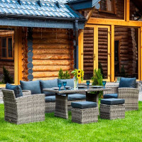 Обеденный комплект садовой мебели Royal Family ZOYA из искусственного ротанга, серый 979-71-71