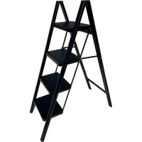 Стальная стремянка АЛЮБЭСТ Lux черный цвет, 4 ступени, 92 см DLS404B