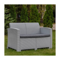 Двухместный садовый диван Royal Family из пластика LANA, светло-серый 832-71-71