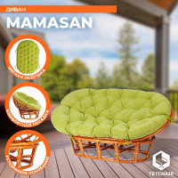 Диван Tetchair MAMASAN/МАМАСАН 23/02 W с подушкой 182x119 см, 169x102x80 см, Honey (мед), флок, олива, 23 24260