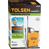 Опрыскиватель садовый помповый TOLSEN 16 л, ранцевый, 2-4 бар, удочка 1.5 м 57295