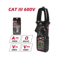 Токоизмерительные клещи цифровые DELI DL334204 (раскрытие клещей 25мм, CAT III 600В, 600А, 60 МОм) 170172