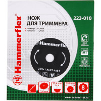 Нож для триммера Flex 223-010 (1.4 мм; 255 мм; 8 зубов) закаленная сталь HAMMER 58648