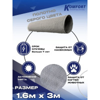 Москитная сетка антикошка KOMFORT москитные системы petscreen серая, полотно 1.6х3 м МС000776