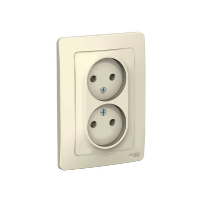 Systeme Electric ( Schneider Electric) BLANCA С/У РОЗЕТКА двойная без заземления без штор., МОЛОЧНЫЙ BLNRS000022