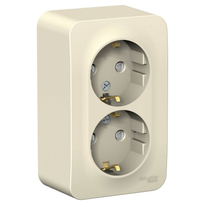 Systeme Electric ( Schneider Electric) BLANCA О/У РОЗЕТКА двойная с заземлением со шторк., МОЛОЧНЫЙ BLNRA011202