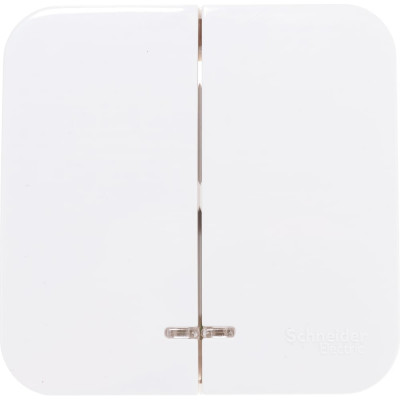 2-клавишный выключатель с подсветкой Systeme Electric BLANCA, О/У, 10А, 250B, молочный BLNVA105102