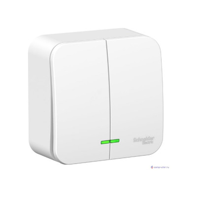 Systeme Electric ( Schneider Electric) BLANCA О/У 2-клавишный ВЫКЛЮЧАТЕЛЬ с подсветкой, 10А, 250B,БЕЛЫЙ BLNVA105101