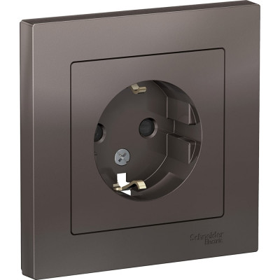Systeme Electric ( Schneider Electric) AtlasDesign Мокко Розетка с/з со шторками, 16А, в сборе SE ATN000644