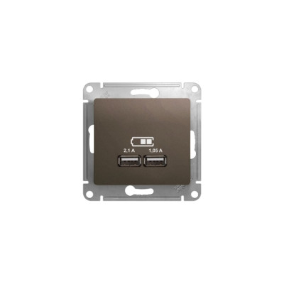 Systeme Electric ( Schneider Electric) Glossa Шоколад Розетка USB 5В/2100мА, 2х5В/1050мА GSL000833 SE GSL000833