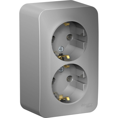 Розетка Systeme Electric Blanca наруж Алюминий 2-ая с/з без шторок, 16А, 250В SE BLNRA010203