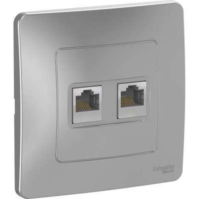 Systeme Electric ( Schneider Electric) Blanca внутр Алюминий Розетка 2-ая компьютерная RJ45 SE BLNIS045453