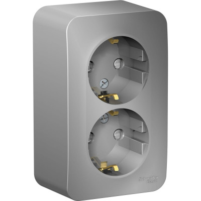 Systeme Electric ( Schneider Electric) Blanca О/У без пласт. Алюминий Розетка 2-ая с/з со шт., 16А BLNRA011203