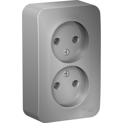 Systeme Electric ( Schneider Electric) Blanca о/у розетка двойная без заземления без штор., 16а, 250в, алюминий BLNRA000203