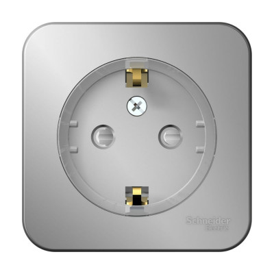 Systeme Electric ( Schneider Electric) Blanca о/у розетка с заземл. со шторк., (компакт) изол.пл 16а, 250в,алюминий BLNRA111113