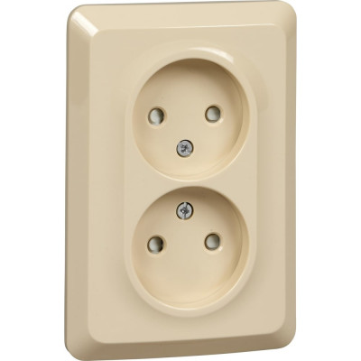 Розетка Systeme Electric этюд с/у, двойная, без заземления, со штороками 16а 250b, кремовый, россия PC16-106K