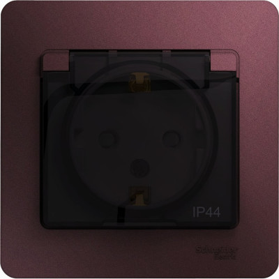 Systeme Electric ( Schneider Electric) Glossa розетка с зазем. со шторками с крышкой,ip44,16а,250в,в сборе,баклажановый GSL001148