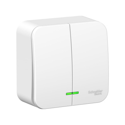 Systeme Electric ( Schneider Electric) Blanca о/у 2-клавишный выключатель (cх.5) метал.пл.6а, 250b,белый BLNVA065021